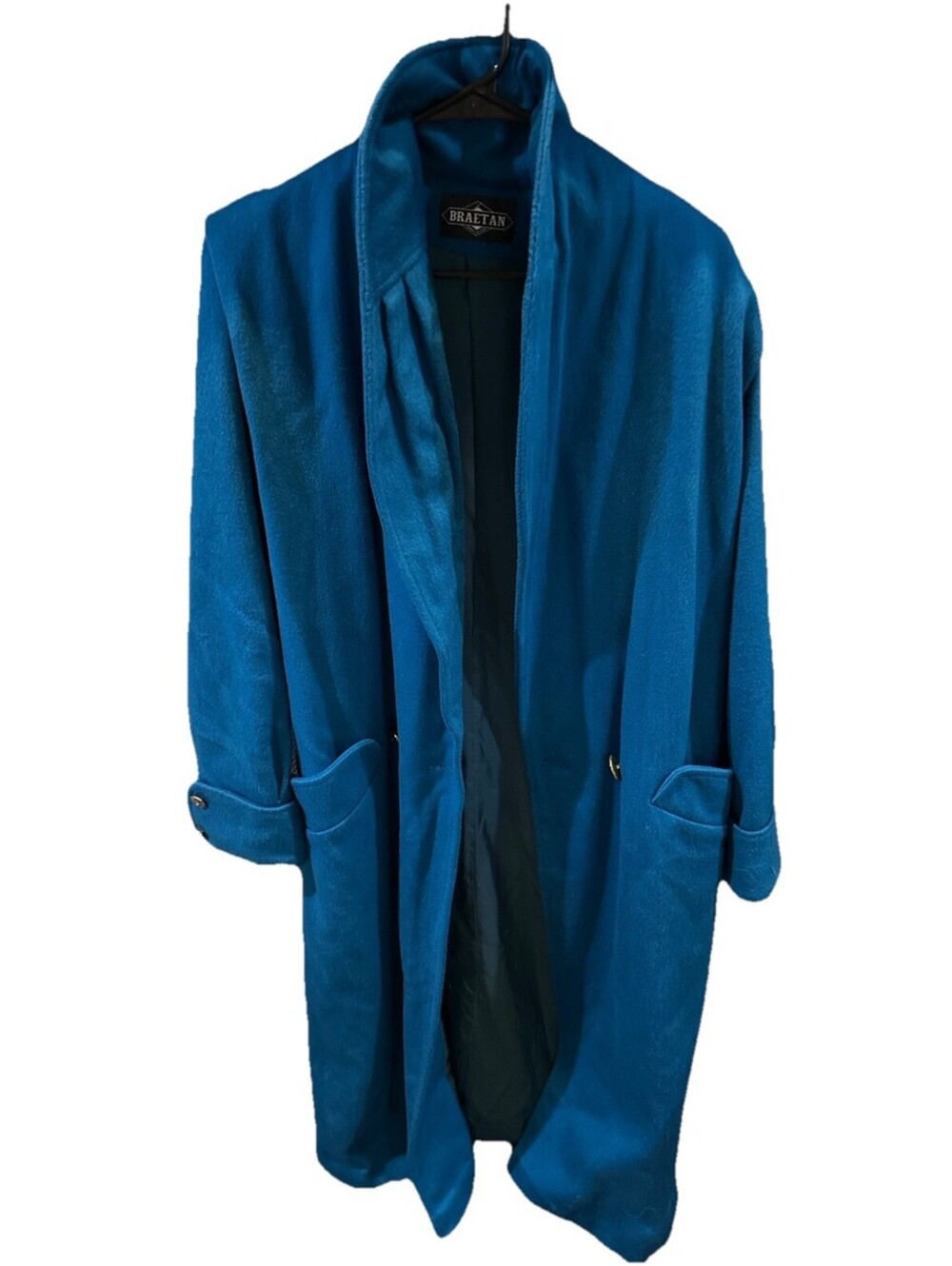 Vintage Braetan Wool Coat Womens 12 Hockanum Forstmann Teal Long